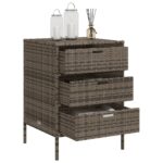 Armoire de rangement de jardin et 3 tiroirs gris résine tressée – Image 3
