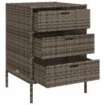 Armoire de rangement de jardin et 3 tiroirs gris résine tressée – Image 4