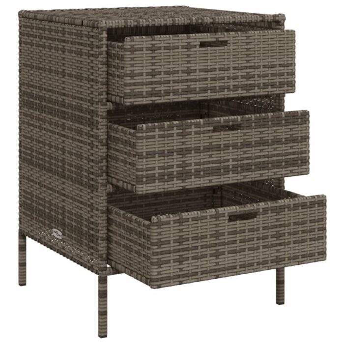 Armoire de rangement de jardin et 3 tiroirs gris résine tressée – Image 4