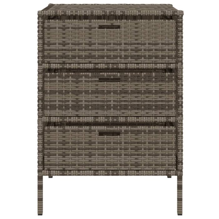 Armoire de rangement de jardin et 3 tiroirs gris résine tressée – Image 5