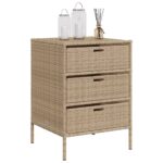 Armoire de rangement de jardin beige 55x59x80 cm résine tressée – Image 2
