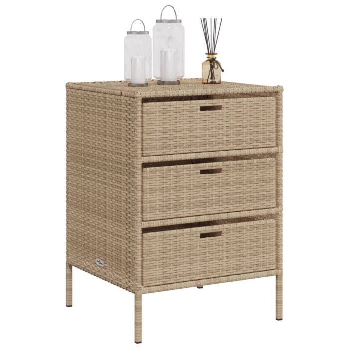 Armoire de rangement de jardin beige 55x59x80 cm résine tressée – Image 2