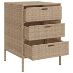 Armoire de rangement de jardin beige 55x59x80 cm résine tressée – Image 4