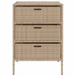 Armoire de rangement de jardin beige 55x59x80 cm résine tressée – Image 5