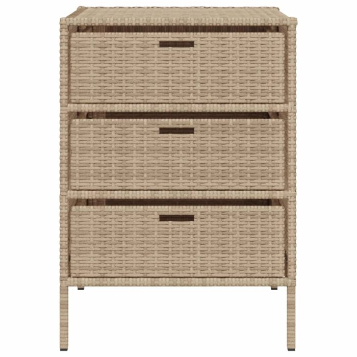Armoire de rangement de jardin beige 55x59x80 cm résine tressée – Image 5