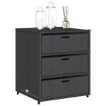 Armoire de rangement de jardin noir 55x59x69 cm résine tressée – Image 2