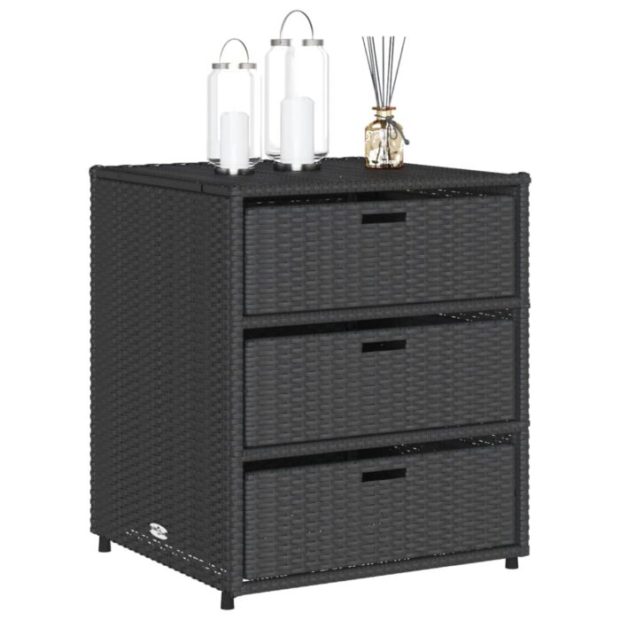 Armoire de rangement de jardin noir 55x59x69 cm résine tressée – Image 2