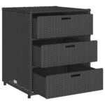 Armoire de rangement de jardin noir 55x59x69 cm résine tressée – Image 4