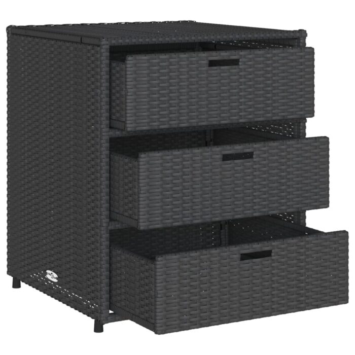 Armoire de rangement de jardin noir 55x59x69 cm résine tressée – Image 4