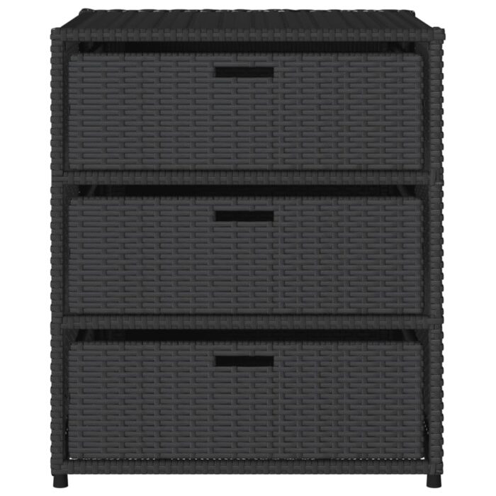 Armoire de rangement de jardin noir 55x59x69 cm résine tressée – Image 5