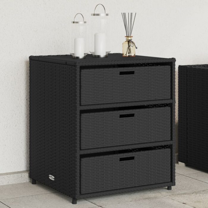 Armoire de rangement de jardin noir 55x59x69 cm résine tressée – Image 1