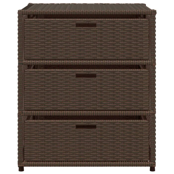 Armoire de rangement de jardin marron 55x59x69cm résine tressée – Image 5