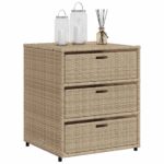 Armoire de rangement de jardin beige 55x59x69 cm résine tressée – Image 2