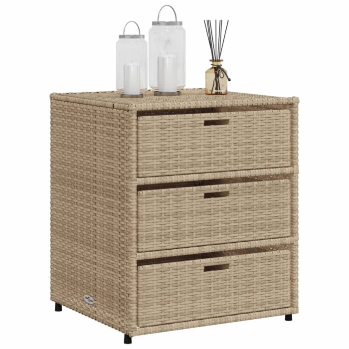 Armoire de rangement de jardin beige 55x59x69 cm résine tressée – Image 2