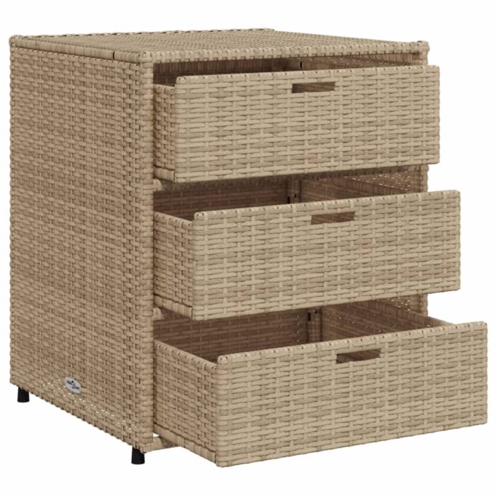 Armoire de rangement de jardin beige 55x59x69 cm résine tressée – Image 4