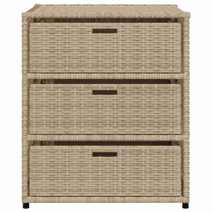 Armoire de rangement de jardin beige 55x59x69 cm résine tressée – Image 5