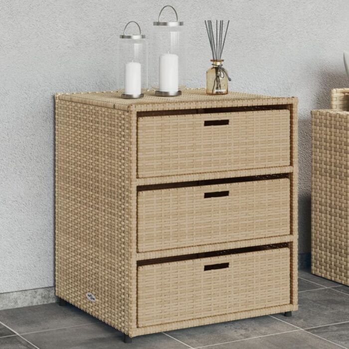 Armoire de rangement de jardin beige 55x59x69 cm résine tressée – Image 1