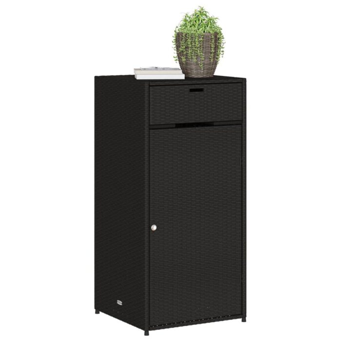 Armoire de rangement de jardin noir 55x55x111 cm résine tressée – Image 2