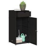 Armoire de rangement de jardin noir 55x55x111 cm résine tressée – Image 3