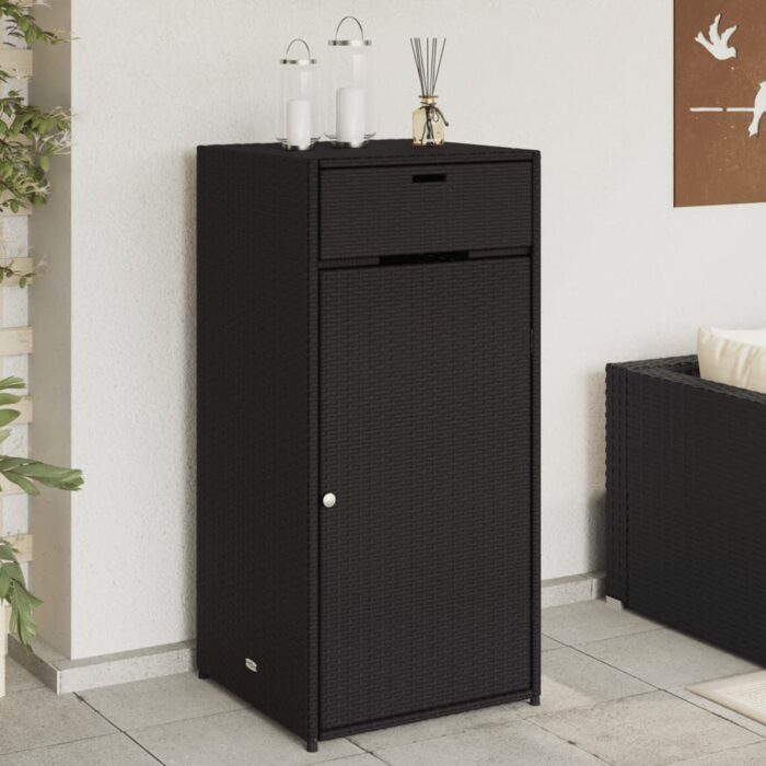 Armoire de rangement de jardin noir 55x55x111 cm résine tressée – Image 1