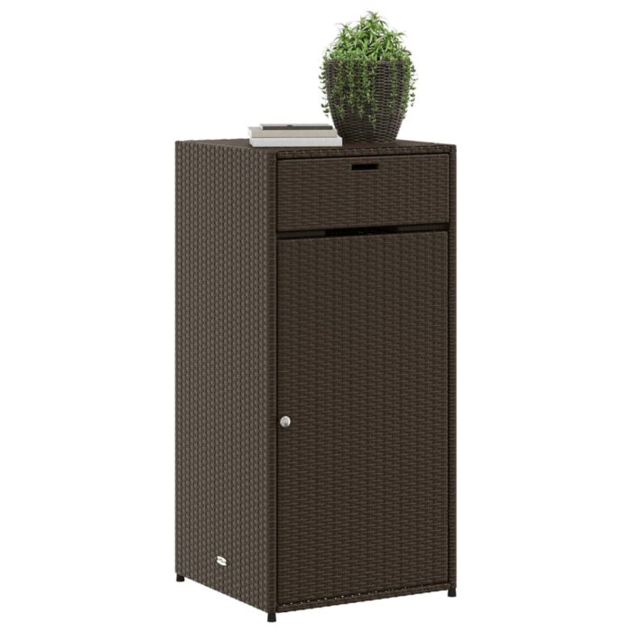 Armoire de rangement jardin marron 55x55x111 cm résine tressée – Image 2
