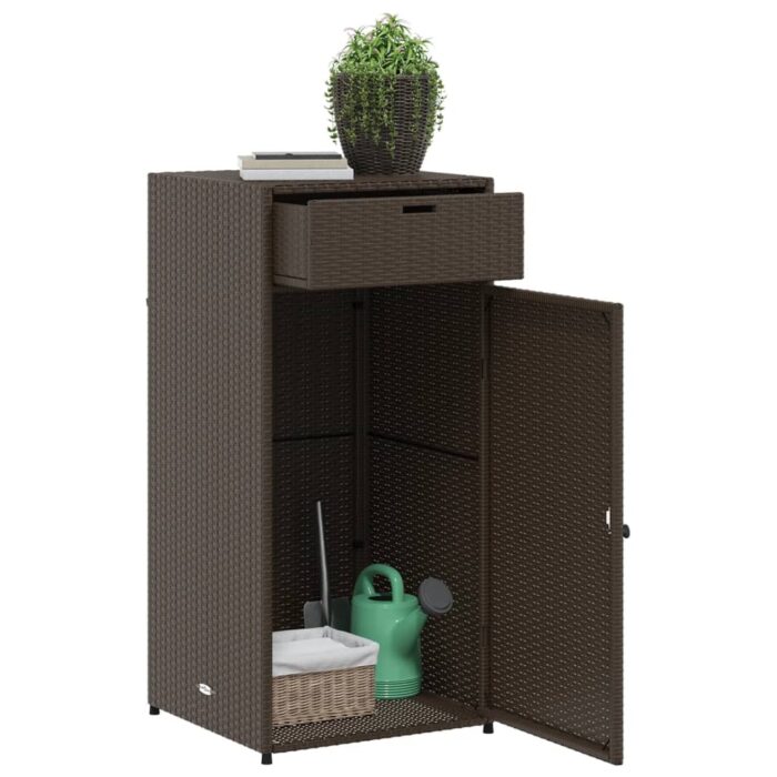 Armoire de rangement jardin marron 55x55x111 cm résine tressée – Image 3