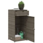 Armoire de rangement de jardin gris 55x55x111 cm résine tressée – Image 3