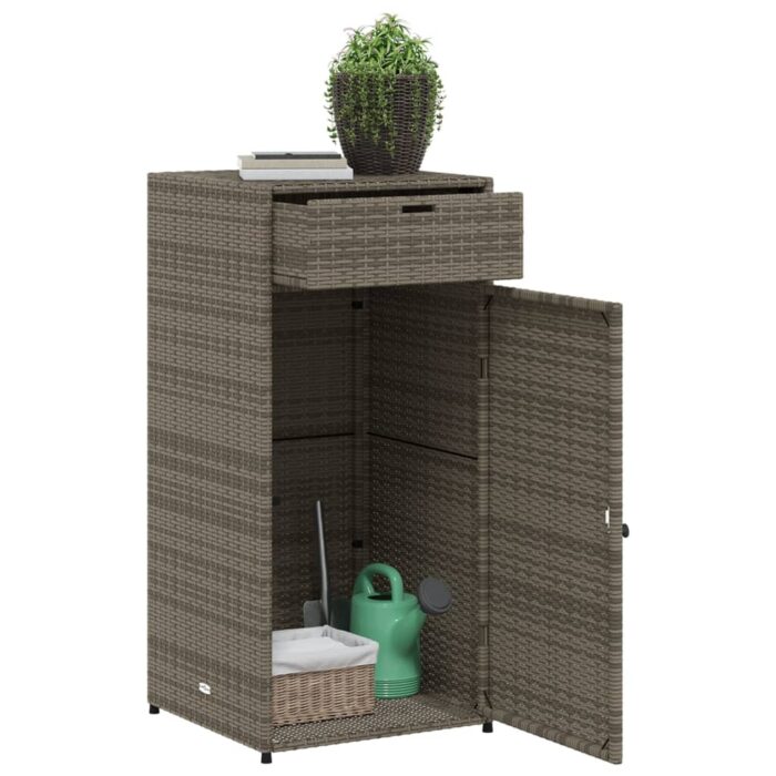 Armoire de rangement de jardin gris 55x55x111 cm résine tressée – Image 3