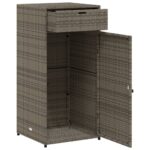 Armoire de rangement de jardin gris 55x55x111 cm résine tressée – Image 4