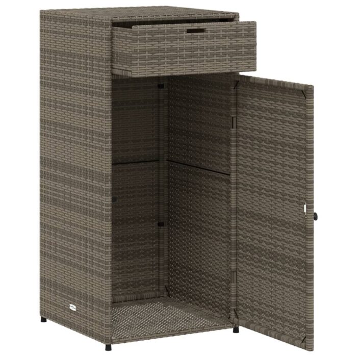Armoire de rangement de jardin gris 55x55x111 cm résine tressée – Image 4