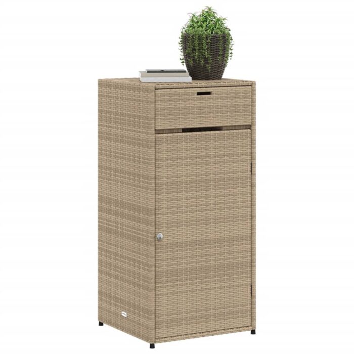 Armoire de rangement de jardin beige 55x55x111cm résine tressée – Image 2
