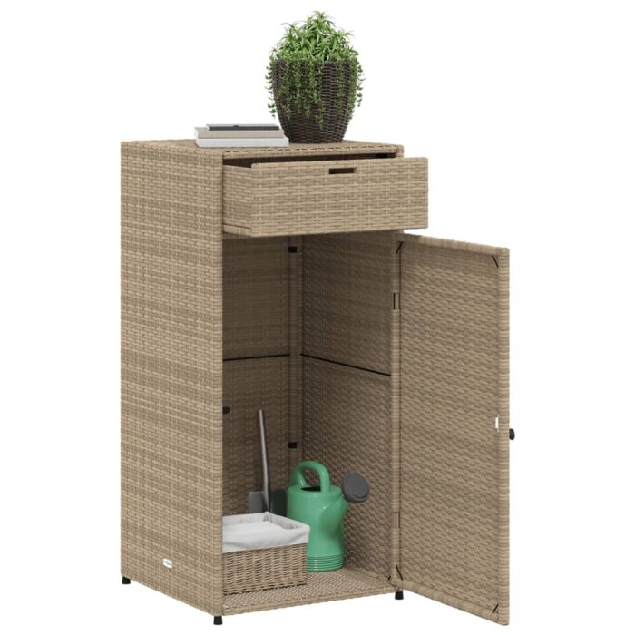 Armoire de rangement de jardin beige 55x55x111cm résine tressée – Image 3