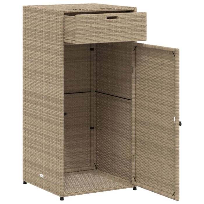 Armoire de rangement de jardin beige 55x55x111cm résine tressée – Image 4