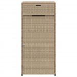 Armoire de rangement de jardin beige 55x55x111cm résine tressée – Image 5