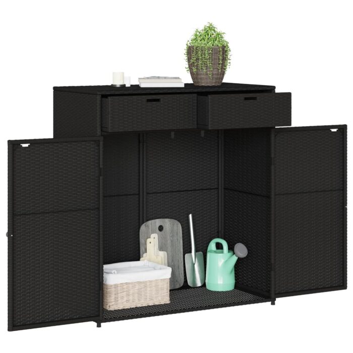 Armoire de rangement de jardin noir 105x55x113cm résine tressée – Image 3