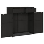 Armoire de rangement de jardin noir 105x55x113cm résine tressée – Image 4