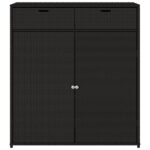 Armoire de rangement de jardin noir 105x55x113cm résine tressée – Image 5