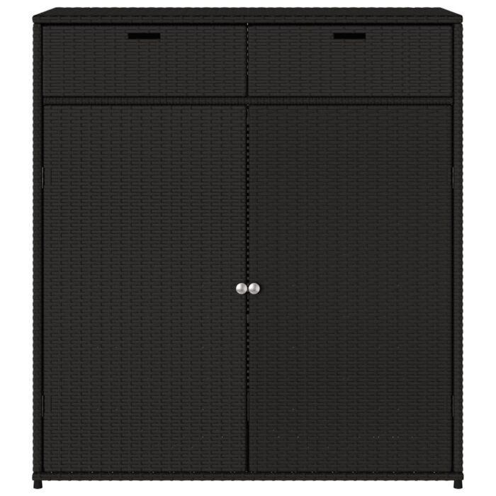 Armoire de rangement de jardin noir 105x55x113cm résine tressée – Image 5