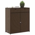 Armoire de rangement jardin marron 105x55x113 cm résine tressée – Image 2