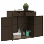 Armoire de rangement jardin marron 105x55x113 cm résine tressée – Image 3