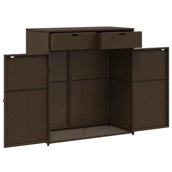 Armoire de rangement jardin marron 105x55x113 cm résine tressée – Image 4
