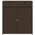 Armoire de rangement jardin marron 105x55x113 cm résine tressée – Image 5