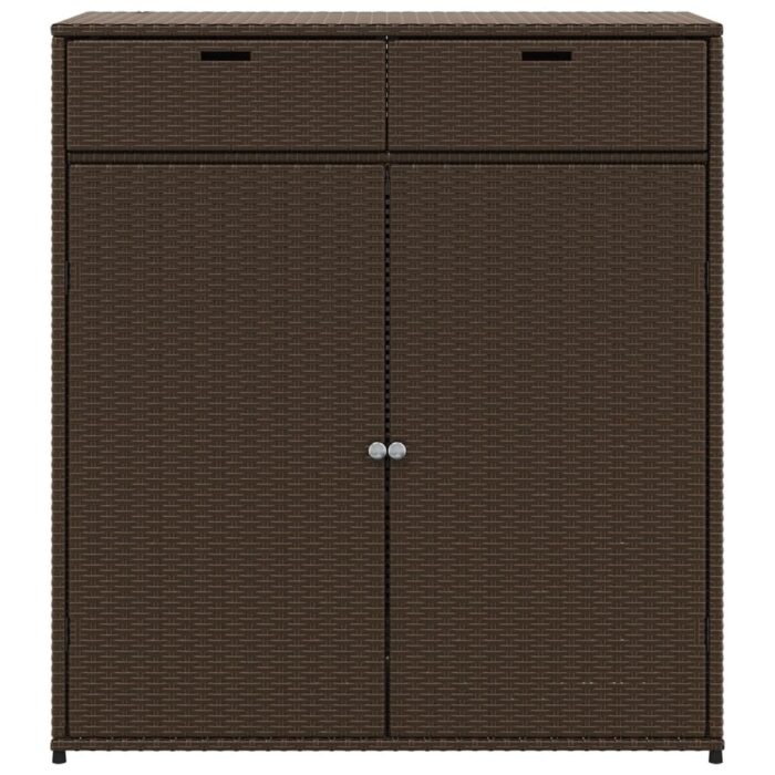 Armoire de rangement jardin marron 105x55x113 cm résine tressée – Image 5