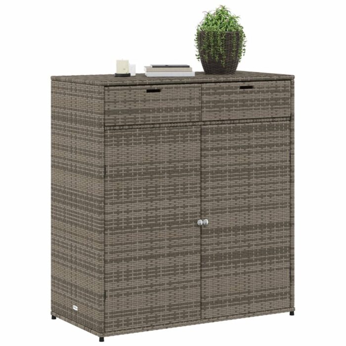 Armoire de rangement de jardin gris 105x55x113cm résine tressée – Image 2