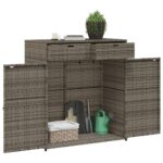 Armoire de rangement de jardin gris 105x55x113cm résine tressée – Image 3
