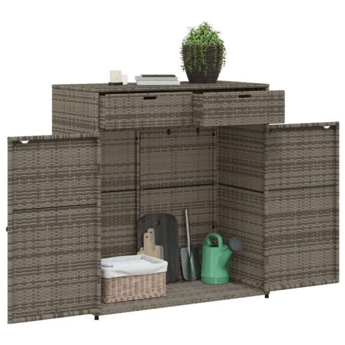 Armoire de rangement de jardin gris 105x55x113cm résine tressée – Image 3