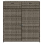 Armoire de rangement de jardin gris 105x55x113cm résine tressée – Image 5