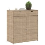 Armoire de rangement jardin beige 105x55x113 cm résine tressée – Image 2