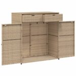 Armoire de rangement jardin beige 105x55x113 cm résine tressée – Image 4