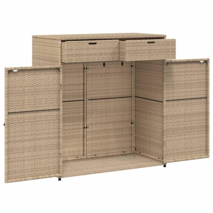 Armoire de rangement jardin beige 105x55x113 cm résine tressée – Image 4
